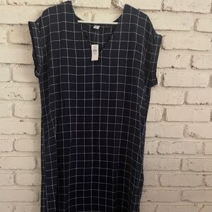 Old Navy Navy Blue Grid-Check Shift Dress